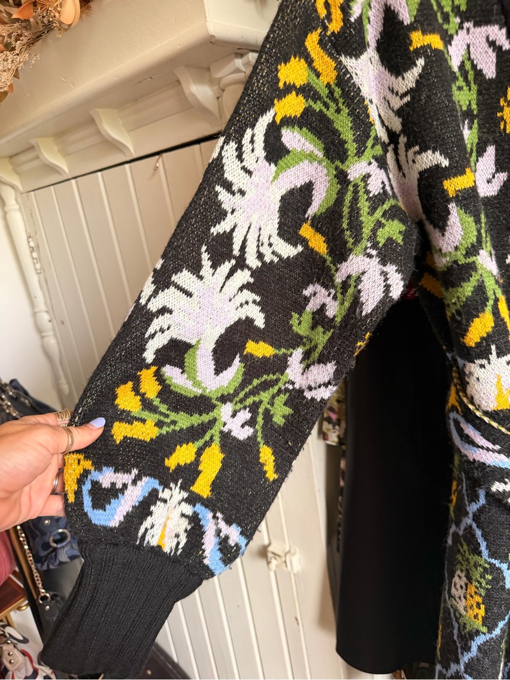 FARM Rio Multicolor Knit Cardigan with Black Trim - Picture 3 of 6